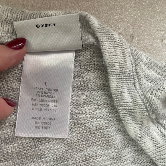 Disney Parks Graphic Knit Top Women L Gray Mickey Minnie Mouse Graphic Tunic Top - Picture 9 of 10